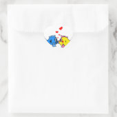 かわいいキスをする魚とハートデザイン ハートシール (バッグ)