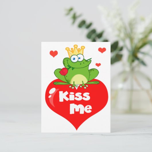 かわいいキス私のハート漫画のカエルの王子 ポストカード (スタンド正面)