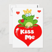 かわいいキス私のハート漫画のカエルの王子 ポストカード (正面/裏面)