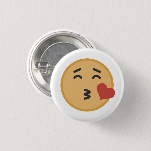 かわいいキス絵文字顔漫画 缶バッジ (正面&裏面)