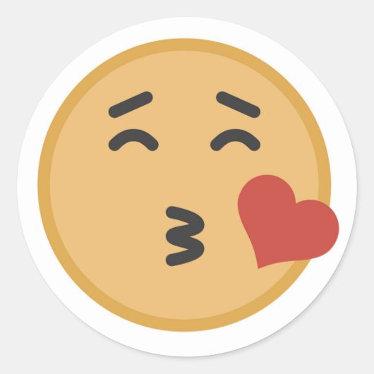かわいいキスEmojiは漫画に直面します ラウンドシール (正面)