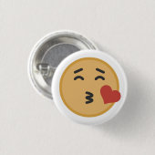 かわいいキスEmojiは漫画に直面します 缶バッジ (正面&裏面)