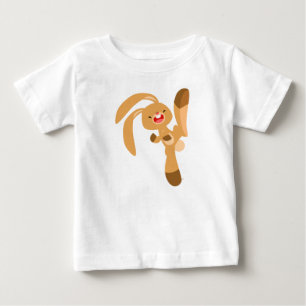 かわいいキックジャンピングカートゥーンラビットベビーTシャツ ベビーTシャツ