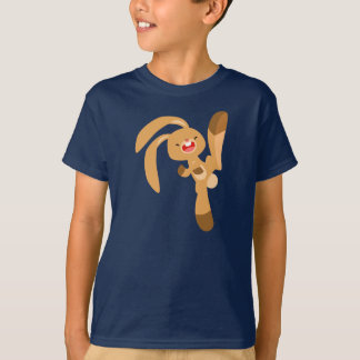 かわいいキックジャンピング漫画のウサギの子どもTシャツ Tシャツ