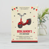 かわいいキックスクーターの子供の誕生日パーティー招待状 招待状 (スタンド正面)