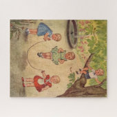 かわいいキッズアット遊フェイクキャンバスプリントプリント ジグソーパズル (横)