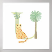 かわいいキッズアニマルチーテモノグラムU子供部屋 ポスター (正面)