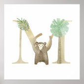 かわいいキッズアニマルモンキーモノグラムM子供部屋 ポスター (正面)