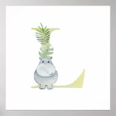 かわいいキッズアニマルHIPPOモノグラムL子供部屋 ポスター (正面)