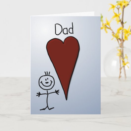 かわいいキッズアートスティックフィギュア父の日 カード (黄色い花)