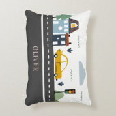 かわいいキッズアーバンシティ車の道路街並み アクセントクッション (正面(垂直))