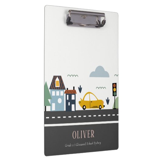 かわいいキッズアーバンシティ車の道路街並み クリップボード (右)