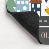 かわいいキッズアーバンシティ車の道路街並み マウスパッド (コーナー)