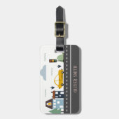 かわいいキッズアーバンシティ車の道路街並み ラゲッジタグ (正面縦)