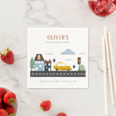 かわいいキッズアーバン車の道路任意の年齢誕生日 スタンダードカクテルナプキン (インサイチュ)