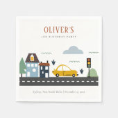 かわいいキッズアーバン車の道路任意の年齢誕生日 スタンダードカクテルナプキン (正面)