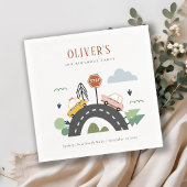 かわいいキッズアーバン車の道路任意の年齢誕生日 スタンダードカクテルナプキン