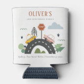 かわいいキッズアーバン車の道路任意の年齢誕生日 缶クーラー (裏面)