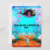 かわいいキッズウォーターカラーザシー誕生日 招待状 (裏面)