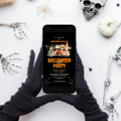 かわいいキッズウォーターカラーハローウィンパーティ 招待状