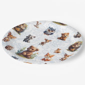 かわいいキッズウッドランド動物のパターン ペーパープレート (アングル)