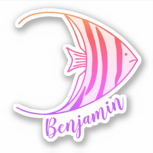 かわいいキッズエンジェルフィッシュシール名シール シール (正面)