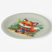 かわいいキッズキャンプ&ハイキングフォックスパーティー ペーパープレート (アングル)