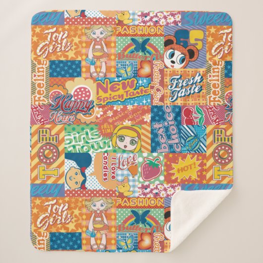 かわいいキッズキルト シェルパブランケット (正面)