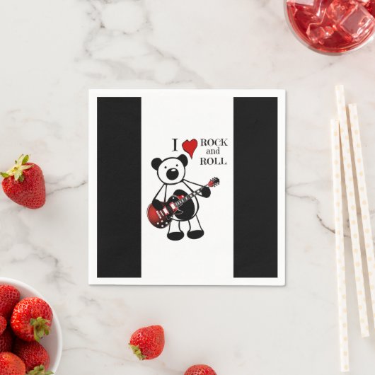 かわいいキッズギターロックアンドロールTeddyミュージックパーティー スタンダードカクテルナプキン (インサイチュ)