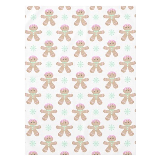 かわいいキッズクリスマスジンジャーブレッドのクッキーパターン テーブルクロス (正面)