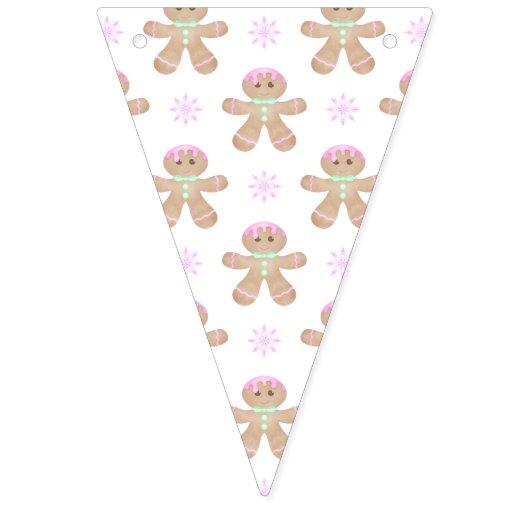 かわいいキッズクリスマスジンジャーブレッドのクッキーパターン バンティングフラッグ (第3の旗)
