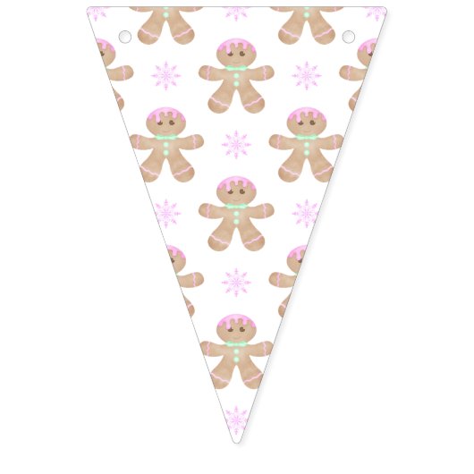 かわいいキッズクリスマスジンジャーブレッドのクッキーパターン バンティングフラッグ (第2の旗)