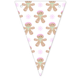 かわいいキッズクリスマスジンジャーブレッドのクッキーパターン バンティングフラッグ