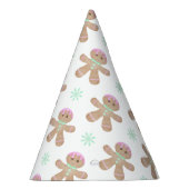 かわいいキッズクリスマスジンジャーブレッドのクッキーパターン パーティーハット (右)