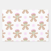 かわいいキッズクリスマスジンジャーブレッドのクッキーパターン ラッピングペーパーシート (正面3)