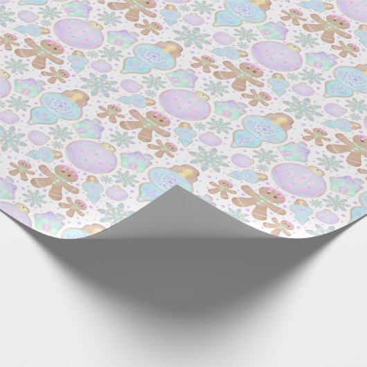 かわいいキッズクリスマスジンジャーブレッドのクッキーパターン ラッピングペーパー (角)