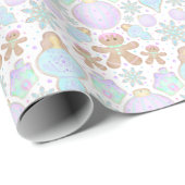 かわいいキッズクリスマスジンジャーブレッドのクッキーパターン ラッピングペーパー (ロールコーナー)