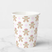 かわいいキッズクリスマスジンジャーブレッドのクッキーパターン 紙コップ (左)