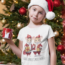 かわいいキッズクリスマス動物ネズミ子供のフェスティバル Tシャツ