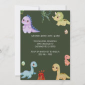 かわいいキッズグリーンディーノバースデーパーティー 招待状 (裏面)