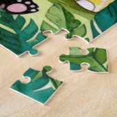 かわいいキッズサファリジャングルの動物パーソナライズされた名 ジグソーパズル (側面)