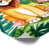 かわいいキッズサファリジャングルの動物パーソナライズされた名 ポスター (角)