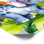 かわいいキッズサファリジャングルの動物パーソナライズされた名 ポスター (角)