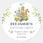かわいいキッズサファリジャングル誕生日ありがとう ラウンドシール (正面)