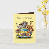 かわいいキッズサファリ動物は任意の目的のカードを文字を追加 カード (黄色い花)