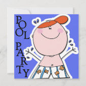 かわいいキッズサマープールパーティースイミング誕生日 招待状 (正面)