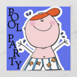 かわいいキッズサマープールパーティースイミング誕生日 招待状