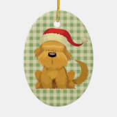 かわいいキッズサンタパピークリスマス セラミックオーナメント (正面)