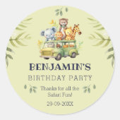 かわいいキッズジャングルサファリ誕生日ありがとう ラウンドシール (正面)
