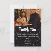 かわいいキッズスノー写真クリスマス サンキューカード (正面)